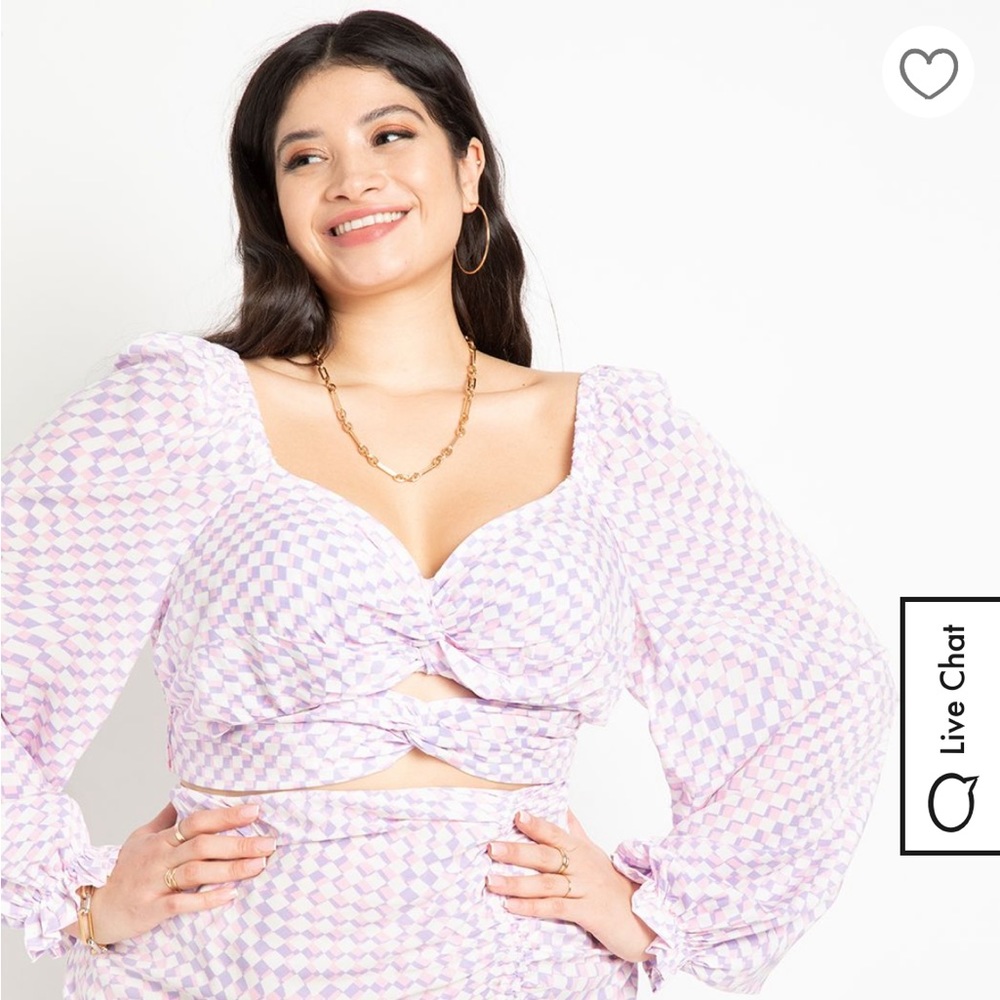 Eloquii twist peasant crop top